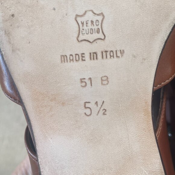 VIA SPIGA LEATHER WOMEN'S POINTED TOE CUT-OUT FLATS TAN SIZE 5.5 - Picture 10 of 13